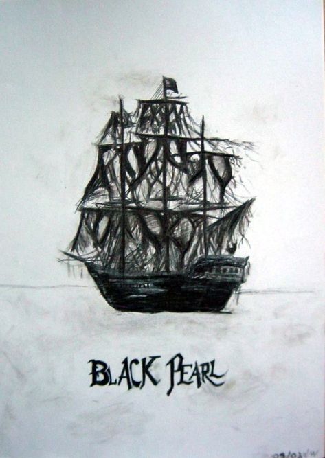 pirates of the caribbean black pearl tattoo - Yahoo Image Search Results Pirates Of The Caribbean Ship Drawing, Black Pearl Pirates Of The Caribbean, Pirates Of The Caribbean Sketches, The Black Pearl Tattoo, Pirates Of The Caribbean Black Pearl, Black Pearl Ship Tattoo, Pirates Of The Caribbean Tattoos, Pirate Of The Caribbean Tattoo, Pirates Of The Caribbean Painting