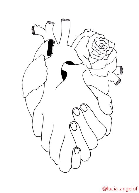Rose And Heart Drawing, Love Symbolism Art, Hand And Heart Drawing, Drawings Representing Love, Outline Sketches Line Drawings, Finger Hearts Drawing, Heart Love Drawing, Drawing Representing Love, Drawing That Represent Love