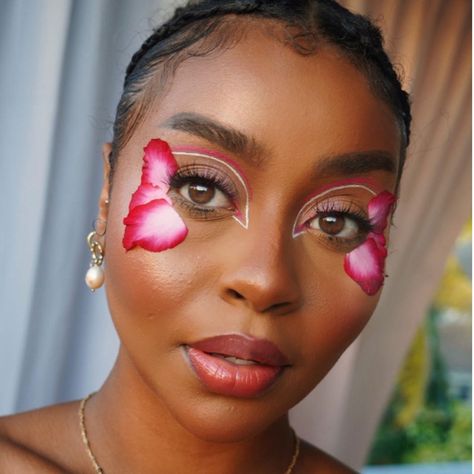Face Painting Flowers, Floral Makeup, Graphic Eyes, Flower Makeup, Eye Pigments, Founders Day, Dark Skin Makeup, Pink Makeup, Color Psychology