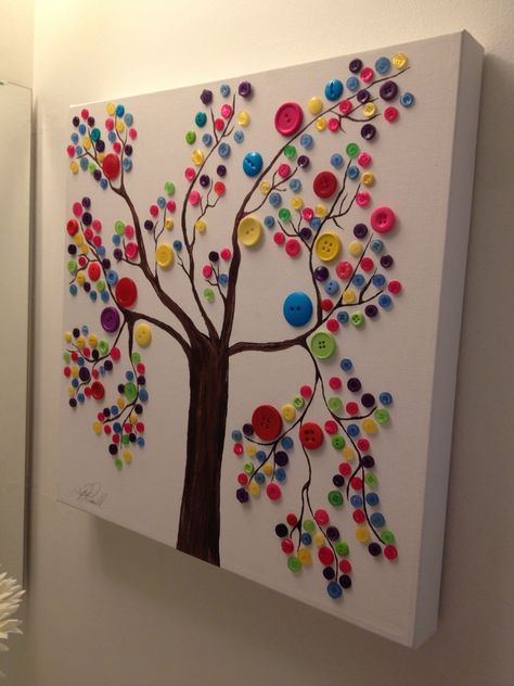 Button Tree Art, Buttons Crafts Diy, Diy Para A Casa, Button Ideas, Button Tree, Shell Crafts Diy, Creative Crochet, Hand Crafts For Kids, Flower Button