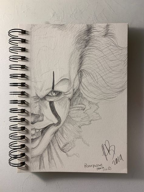 Pennywise Pencil Drawing, Drawings Of Pennywise, Drawing Of Pennywise, Pennywise Sketch Pencil, Pennywise Art Drawing, It Pennywise Drawing, How To Draw Pennywise, Drawing Ideas Spooky, Scary Pencil Drawings