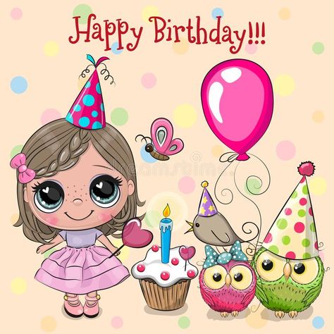 Birthday Wishes Girl, Happy Birthday Illustration, Birthday Wishes For Kids, Happy Birthday Art, Birthday Illustration, Happy Birthday Girls, Happy Birthday Wishes Cards, Birthday Clipart, Birthday Wishes Cards