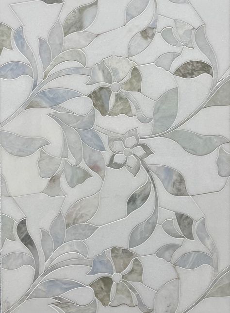 Flower Tile Floor Bathroom, Flower Tile Backsplash Bathroom, Mosiac Tile Shower Floor Ideas, Flower Bathroom Tile, Flower Tile Bathroom, Floral Tile Bathroom, Waterjet Marble Design, Flower Tile Backsplash, Coastal Castle