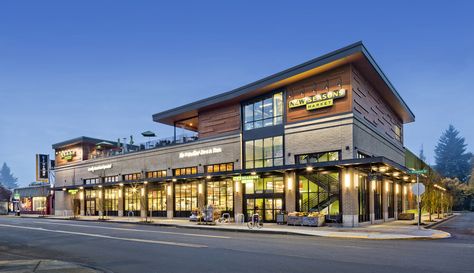 New Seasons Grocery- Woodstock | Portland, OR | R&H Construction Shopping Centre Architecture, Bielefeld, Shopping Center Exterior, Shopping Center Architecture, Restaurant Exterior Design, Shopping Mall Architecture, Shopping Mall Design, Mall Facade, Commercial Design Exterior