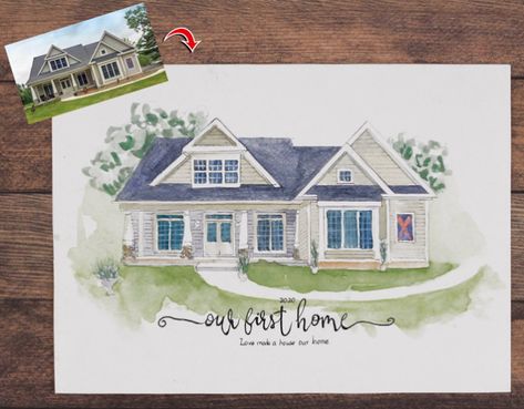 Natal, Watercolor House Painting, Watercolor House, Watercolor House Portrait, Home Portrait, Custom House Portrait, House Portrait, House Sketch, Realtor Closing Gifts