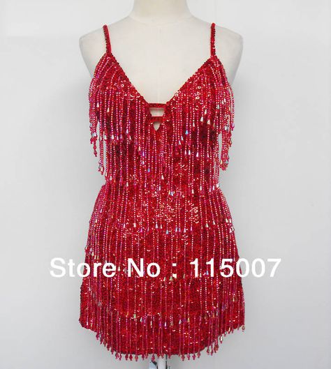 Samba Dance Outfit, Long Red Sequin Dress, Latino Dress, Red Dance Costumes, Fringe Latin Dress, Samba Outfits, Samba Dress, Samba Outfit, 21st Birthday Outfits