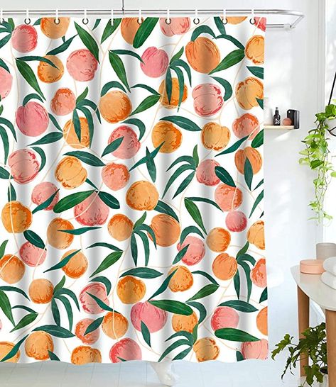 Tela, Peach Shower Curtain, Bathroom Curtain Set, Orange Shower Curtain, Bathroom Shower Curtain Sets, Funny Shower Curtains, Bathroom Decor Themes, Funny Fruit, Boho Shower Curtain