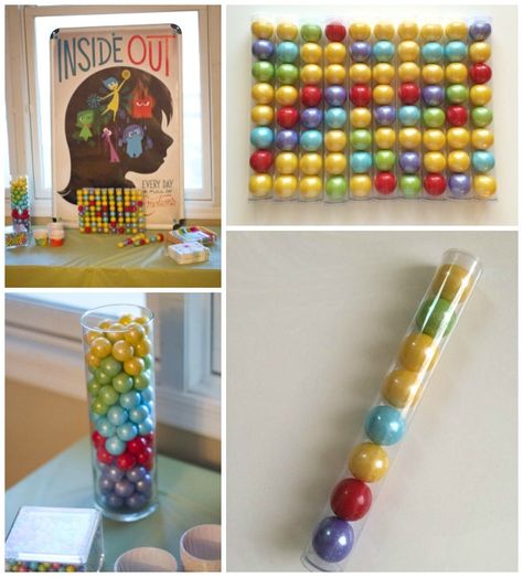 Inside Out Emotions Party - My Insanity. Memory Gumball Party Favors. Inside Out Memories Ball, Inside Out Islands Of Personality Ideas, Inside Out Baby Shower Ideas, Inside Out Room Decor, Inside Out Diy Decorations, Inside Out 2 Decorations, Diy Inside Out Decorations, Inside Out 2 Party Decorations, Inside Out Party Games