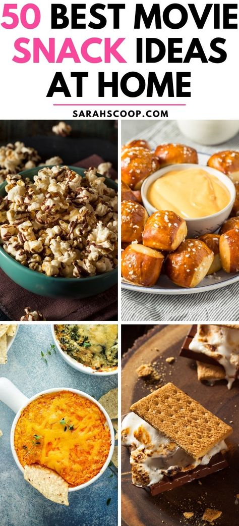 Grab your blankets and prepare for a movie marathon with these 50 delicious snack ideas you can easily make at home!🍿❤️ #MovieNight #Snacks #SnackIdeas Snacks For Movies At Home, Movie Snacks At Home Aesthetic, Easy Snacks For Men, Backyard Movie Night Snacks, Movie Marathon Snacks, Movie Night Foods, Movie Snacks At Home, Movie Snack Ideas, Date Night Snacks