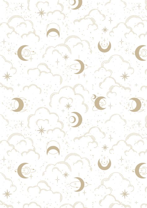 Star Moon Illustration, Stars Pattern Design, Star And Moon Pattern, Celestial Pattern Design, Moon Aesthetic Background, Moon Pattern Wallpaper, Stars And Moon Aesthetic, Cloud Pattern Wallpaper, Moon And Star Wallpaper