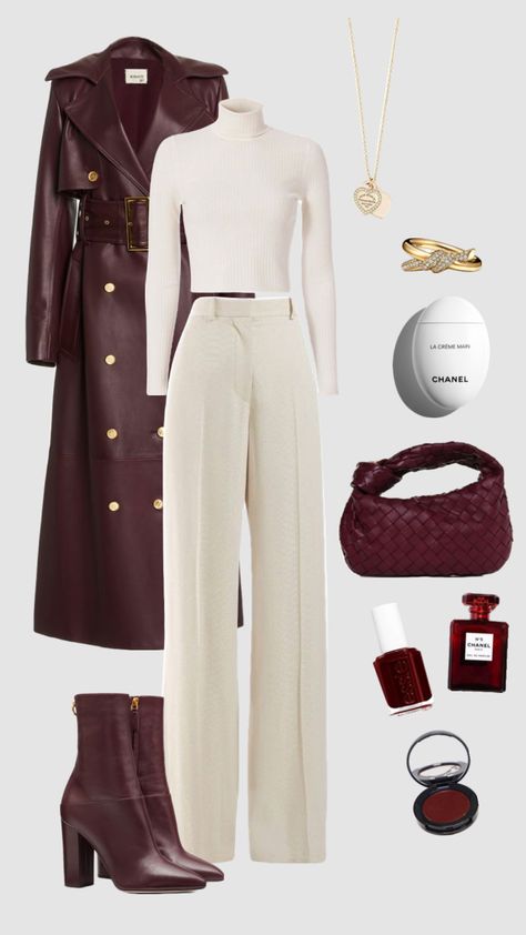 #outfit #outfitaesthetic #outfitinspo #darkred #cherryred #cherry #beige Look Chic Elegante, Stylish Work Attire, Everyday Fashion Outfits, Classy Work Outfits, Stylish Work Outfits, Elegantes Outfit, Minimal Chic, Modest Fashion Outfits, Looks Chic