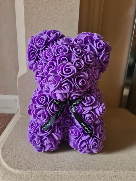 Rose Bears Ideas, Teddy Bear Roses, Rose Teddy Bear Flower, Flower Teddy Bear, Birthday Romantic, Teddy Bear Baby Shower Theme, Soap Roses, Rose Bears, Purple Teddy Bear