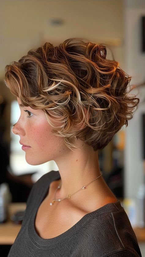 25 Trendy Layered Haircuts to Make a Statement Curly Layered Haircuts Short, Pin Back Curly Hair, Curly Hairstyles Bob Natural Curls, Wavy Perm Short Hair Beachy Waves, Sassy Curly Hairstyles, Short Wavy Layered Bob, Medium Length Hair With Layers Curly Loose Curls Short Wavy, Short Curly Hairstyles For Round Faces, Short Curly Hair With Undercut