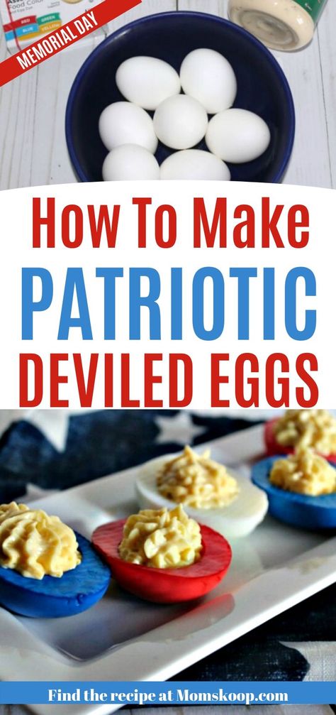 Red And Blue Deviled Eggs, Red White And Blue Deviled Eggs 4th Of July, July 4th Deviled Eggs, Died Deviled Eggs, How To Make Colored Deviled Eggs, Colored Deviled Eggs How To Make, Patriotic Deviled Eggs, Red White And Blue Deviled Eggs, Fourth Of July Deviled Eggs