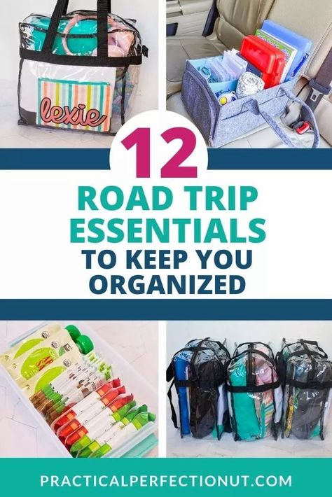 Here are 12 road trip essentials to help you prevent the dreaded messy car after a long road trip! Organisation, Road Trip Essentials Checklist, Car Trip Snacks, Road Trip Storage, Long Road Trip Essentials, Road Trip Organization, Road Trip Bag, Road Trip Kit, Long Car Trips