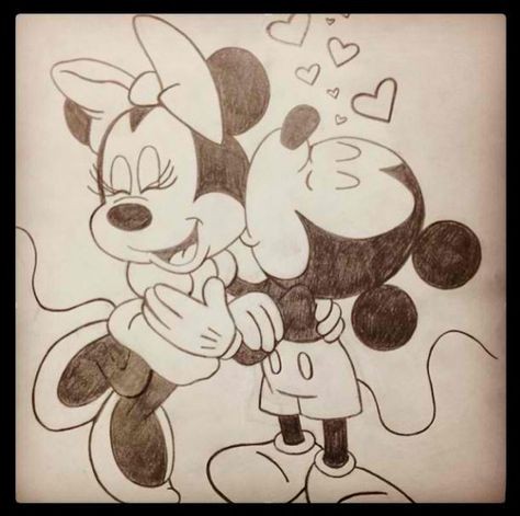 Mickey and Minnie doodle Minnie And Mickey Drawing, Mickey And Minnie Love Drawing, Mickey And Minnie Mouse Drawing, Mickey And Minnie Drawings, Mickey Drawing, Drawings Inspo, Mickey Mouse Sketch, Minnie Mouse Drawing, Mickey And Minnie Love