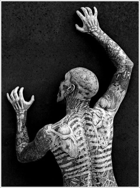 35 Weird Full Body Tattoo Designs Macabre Tattoo, Rick Genest, Body Tattoo Design, Full Body Tattoo, Boy Tattoos, Great Pic, Skin Art, Love Tattoos, Art Graphique