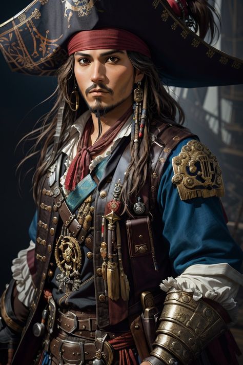 Pirate Jack Sparrow •||• #history #ancient #art #pirate #pirates #caribbean #jacksparrow #johnny #depp #davy #jones #blackbeard #vintage #wondersphere Pirate Pictures, Pirate Garb, Pirate Photo, Pirate Movies, Steampunk Men, Steampunk Pirate, Pirate Art, Creation Photo, Winchester Supernatural