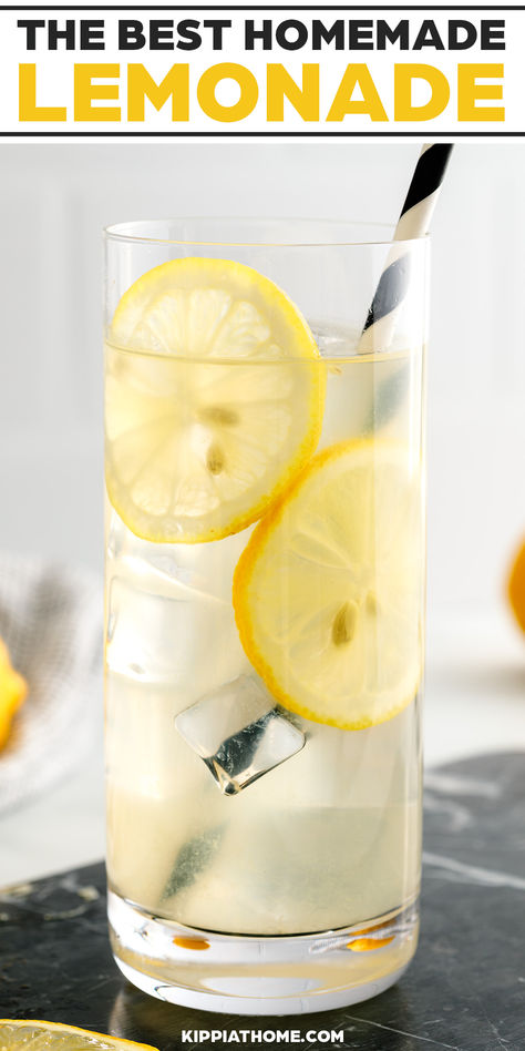 Glass of lemonade with a black and white straw Freshly Squeezed Lemonade, Hand Squeezed Lemonade, Carnival Lemonade Recipe, Lemon Aid Recipe, Fresh Lemonade Freshly Squeezed, Lemonaid Recipe, Fresh Squeezed Lemonade Recipe, Sweet Lemonade Recipe, Best Lemonade Recipe