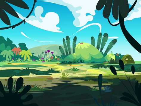 Vector Background Design, Game Background Art, Book Illustration Layout, Dinosaur Background, Background Animation, Forest Illustration, Design Illustrations, Landscape Background, Game Background