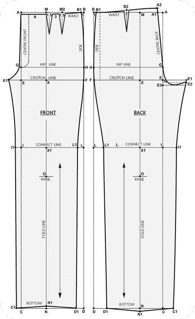 Couture, Tailor Pants Women Diy, Japanese Trousers Pattern, Ladies Pant Pattern, High Waisted Trouser Patterns For Women, Pant Drafting Pattern, Pants Pattern Womens, Trouser Pattern Drafting, Pant Patterns For Women