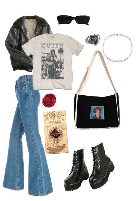 80s Fashion Rockstar, Vintage Outfits Rock, Queen Band Concert Outfit Ideas, Sirius Black Outfits Aesthetic, All Black 70s Outfit, Black 80s Outfits, Alt Style Outfits, Metal Inspired Outfit, Sirius Black Outfit Ideas