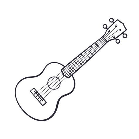 Simple Guitar Drawing, Ukulele Tattoo, Ukulele Drawing, Clip Art Simple, Drawing Guitar, Guitar Doodle, Guitar Sketch, Simple Guitar, Guitar Clipart