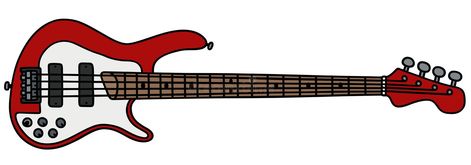 Red Guitar Drawing, Electric Guitar Drawing, Red Electric Guitar, Guitar Illustration, Red Guitar, Guitar Drawing, Shrink Paper, Music Black, Electric Bass Guitar