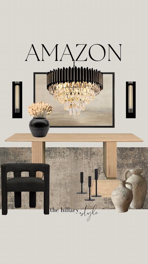 Contemporary Living And Dining Room, Luxe Modern Living Room, Modern Glam Home Office, Trending Room Ideas, Neutral Modern Decor, Modern Industrial Home Decor, Black And Neutral Dining Room, Transitional Dining Room Design, Dining Room Wall Decor Minimalist