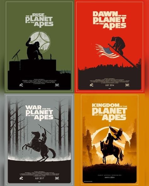 All four PLANET OF THE APES posters by the incredibly talented artist, @mattfergusonartist #planetoftheapes #riseoftheplanetoftheapes… | Instagram Dawn Of The Planet Of The Apes Poster, Planets Of The Apes, Noa Planet Of The Apes, Rise Of The Planet Of The Apes, Dawn Of The Planet Of The Apes, Kingdom Of The Planet Of The Apes, Planet Of The Apes Fanart, Planet Of The Apes Wallpaper, Planet Of The Apes Art