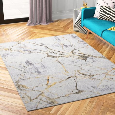 Etta Avenue™ Teen Tobias Grey / Gold Rug & Reviews | Wayfair Gold Rugs, Modern Rugs Living Room, Gold Area Rug, Gold Living Room, Well Woven, Gold Rug, Abstract Rug, Grey And Gold, Indoor Area Rugs