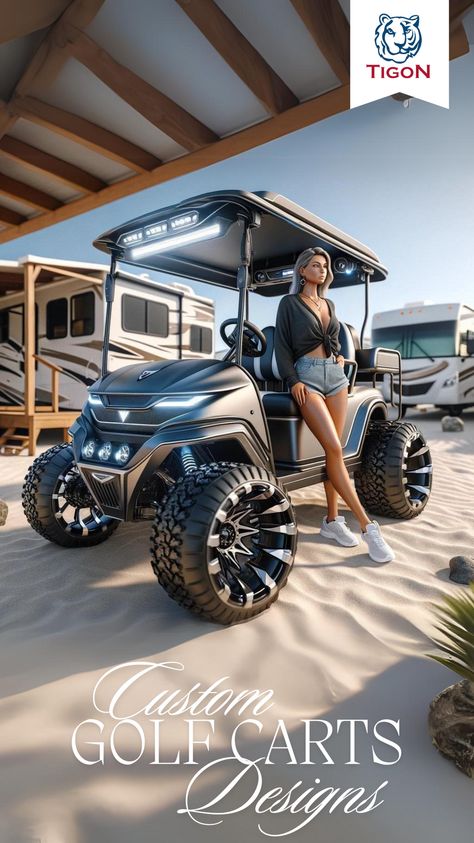 Custom Golf Cart At The CampGround At The Beach with Under Glow Ground effects #517 Golf Cart Repair, Street Legal Golf Cart, Golf Cart Bodies, Custom Golf Cart, Golf Carts For Sale, Custom Golf Carts, Golf Cart Accessories, Ground Effects, Custom Golf