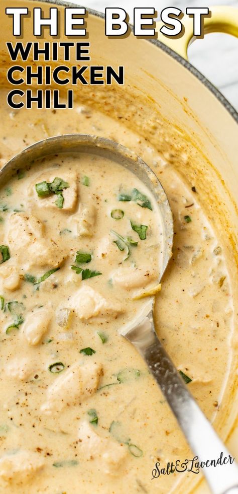 Cauliflower Soup Recipes Healthy, Cauliflower Soup Dairy Free, Cauliflower Soup Instant Pot, Healthy Cauliflower Soup, Soup Dairy Free, Soup Recipes Healthy, White Chili Recipe, White Chicken Chili Easy, White Chicken Chili Slow Cooker