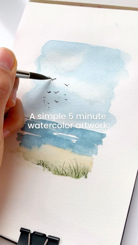 Marah Khudr | A very simple- no detail watercolor artwork that will literally only take you 5 minutes 🐚 #watercolorbeach #kuwait #watercolorbeaches… | Instagram Ombre Christmas Tree, Learn Watercolor Painting, Watercolor Beginner, Watercolor Flowers Tutorial, Learn Watercolor, Watercolor Paintings For Beginners, Diy Watercolor Painting, Drawing Watercolor, Watercolor Pictures