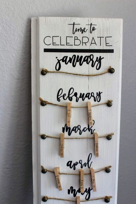 DIY: Family Birthday Calendar – A Project Based Life Family Birthday Calendar Ideas, Birthday Reminder Board Diy, Diy Family Birthday Calendar, Diy Family Birthday Board, School Birthday Calendar, Diy Birthday Calendar Ideas, Work Birthday Board, Family Celebrations Board Diy, Birthday Board Ideas For Work