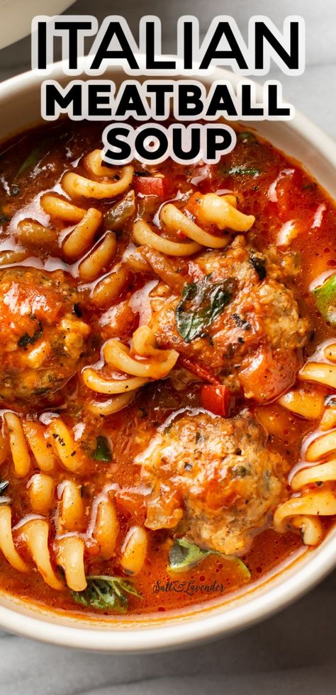 Homemade Soup, Italian Meatball Soup, Meatball Soup Recipes, Meatball Soup, Delicious Soup Recipes, Soup Dinner, Soup And Sandwich, Easy Soups, Easy Soup Recipes