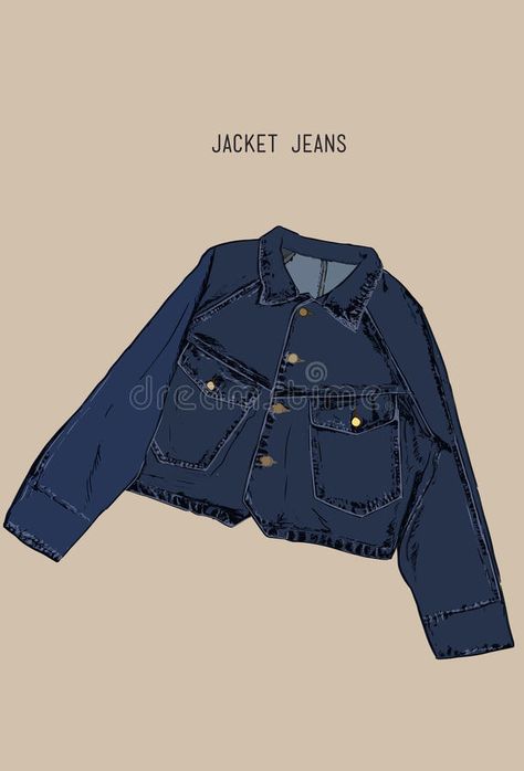 Hand-drawn Object Sketch Denim Jacket Jean. Stock Vector - Illustration of jean, feminine: 87363387 Jean Jacket Drawing Reference, Jean Jacket Drawing, Denim Jacket Drawing, Jacket Drawing, Feminine Casual, Line Art Illustration, Simple Illustration, Sticker Pack, Art Illustration