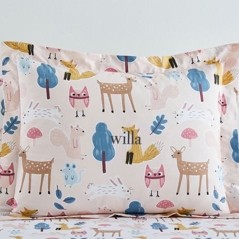 Organic Willa Woodland Duvet Cover & Shams | west elm Canada Woodland Bedding, Bed Foundation, West Elm Kids, Animals And Plants, Organic Bedding, Stylish Curtains, Bedding Essentials, Organic Cotton Duvet Cover, Cotton Crafts