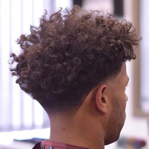 Black hair Curly Taper Fade                                                                                                                                                                                 More Curly Taper, Curly Taper Fade, Black Haircut Styles, Taper Fade Curly Hair, Fade Haircut Styles, Men's Curly Hairstyles, Male Haircuts Curly, Curly Haircut, Curly Hair Fade