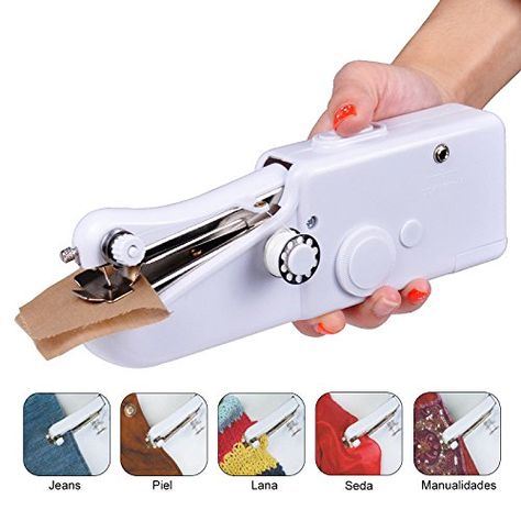 Mini Portable Handheld Sewing Machines Handy Stitch Clothes Fabrics Sew Needlework Cordless Electric Sewing Machine >>> Want additional info? Click on the image(It is Amazon affiliate link). #SewingKitIdeas Handheld Sewing Machine, Sacs Design, Thread Holder, Stitch Clothes, Repair Clothes, Sewing Machine Accessories, Sewing Stitches, Simple Embroidery, How To Hem Pants