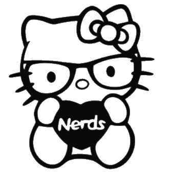 Even Hello Kitty is getting Nerdy For Kids, Hello Kitty, Drawing Of Hello Kitty, Hello Kitty Nerd, Page Drawing, Coloring Page, Vinyl Decal, Kitty, Vinyl
