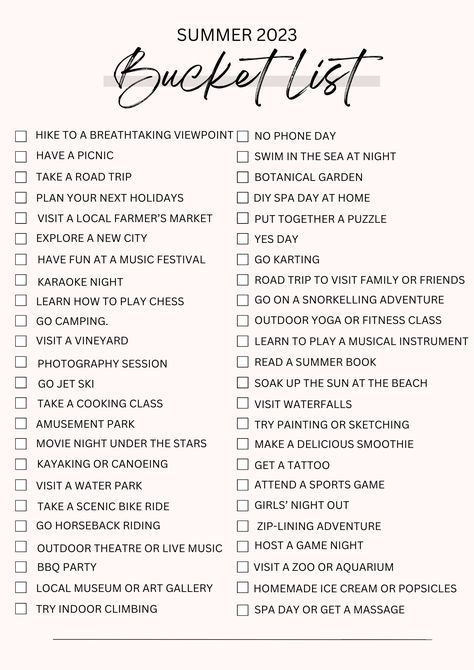 Adult Summer Bucket List 2024, Bored Bucket List, Organisation, How To Make Bucket List, 2023 List Goals, Summer 2024 The Plot Bucket List, Collage Bucket List, Bucket List For The Year, 2024 Things To Do