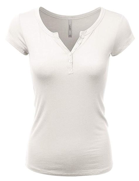 LALABEE Women's Deep V-Neck Short Sleeve Basic Henley Button T-Shirt for Women at Amazon Women’s Clothing store Inspo Fits, Outfit Pieces, V Neck Shirt, Henley Shirt, Henley Top, Tshirt Outfits, T Shirt For Women, Workout Tshirts, Henley Shirts