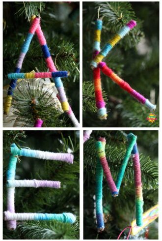Fun and Easy Crafts for Kids ages Toddler to Tween - Happy Hooligans Yarn Wrapped Initial Ornaments, Crafts With Yarn For Preschoolers, Diy Twig Ornaments, Christmas Craft All Ages, Homemade Letter Ornaments, Christmas Twig Tree, Quick Easy Christmas Crafts For Kids, Diy Christmas Ornaments For Teens, Holiday Club Activities For Kids