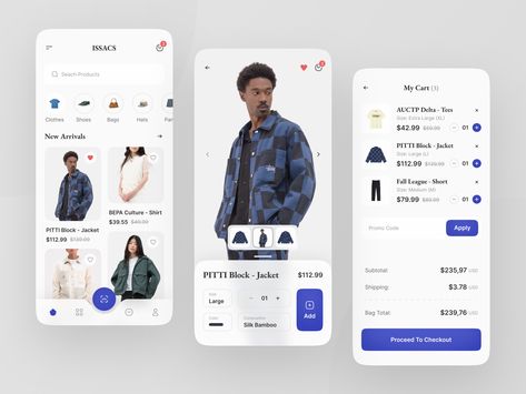 Clothing Store App by Nazmi Javier on Dribbble App Store Design, Mobile Application Ui, Desain Ux, App Design Layout, Studio Marketing, Ecommerce App, Desain Ui, Mobile App Design Inspiration, Directory Design