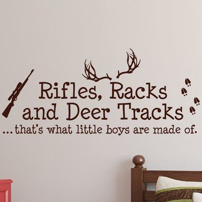 Innovative Stencils Rifles Racks and Deer Tracks Boys Hunting Wall Decal Color: Dark Blue Boy Hunting Nursery, Boys Hunting Room, Hunting Theme Nursery, Hunting Nursery, Deer Tracks, Deer Nursery, Hunting Room, Strong Features, Baby Room Themes