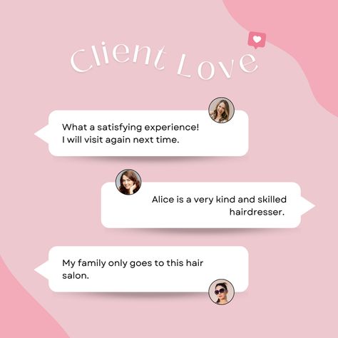 Pastel pink Instagram feed design | Canva social media template | Client review / testimonial | Client love | Client saying Social Media Review Post Design, Client Reviews Design Instagram, Client Review Post, Faq Post Design, Client Testimonials Design Instagram, Social Media Fashion Posts, Faq Design Layout Instagram, Testimonial Design Instagram, Client Reviews Design