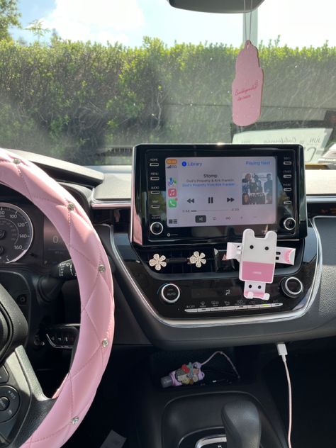 Stomp by Kirk Franklin in the background Toyota Corolla Decor, Car Toyota Corolla, Toyota Corolla Interior Decor, Cute Toyota Cars, Toyota Car Interior, 2021 Toyota Corolla, Toyota Interior Aesthetic, Pink Toyota Corolla, 2024 Toyota Corolla