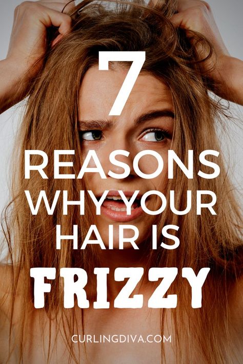 Don't you hate it when you head out the door and find your hair suddenly frizzy? If you've ever asked yourself 'why is my hair so dry and frizzy?', you're not alone. There are things you're doing that might be causing it. Read on to find out the 7 reasons why your hair is frizzy. How To Repair Frizzy Hair, Hairstyle For Long Frizzy Hair, Why Is My Hair So Dry, Why Is My Hair So Frizzy, Hairstyles For Long Frizzy Hair, Long Frizzy Hair, Frizzy Hair Hairstyles, Hair Frizz Control, Thick Frizzy Hair