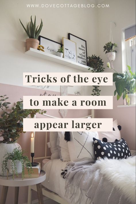 How To Make A House Look Bigger, How To Make A Tiny Room Look Bigger, How To Make Small Rooms Feel Bigger, How To Transform Your Bedroom, How To Style A Small Room, Tiny Bedrooms Decor, Curtains To Make Room Look Bigger, How To Make A Small House Look Bigger, Ways To Make Room Look Bigger